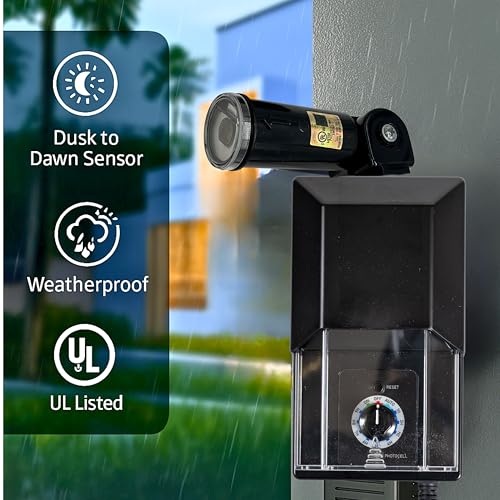 Dusk to Dawn Sensor Photocell for Outdoor Lighting - Outdoor Photocell for Landscape Lighting Transformer, Plug in Photo Cell, Photo Electric Switch Dusk-to-Dawn Light Sensor Switch with Swivel Mount