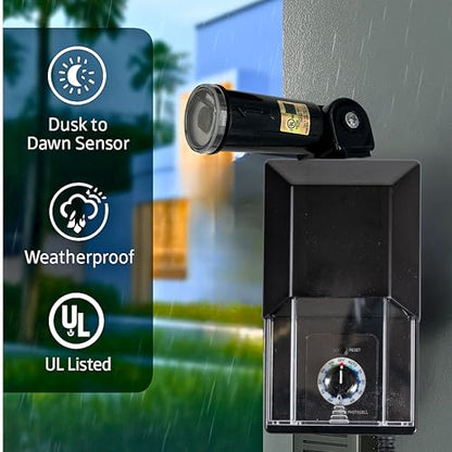 Dusk to Dawn Sensor Photocell for Outdoor Lighting - Outdoor Photocell for Landscape Lighting Transformer, Plug in Photo Cell, Photo Electric Switch Dusk-to-Dawn Light Sensor Switch with Swivel Mount