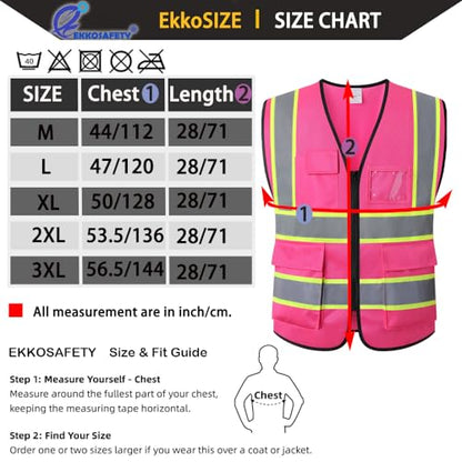 High Visibility Neon Safety Vest for Men Women,EK175,Pink,M - color: Hot Pink, size: Medium