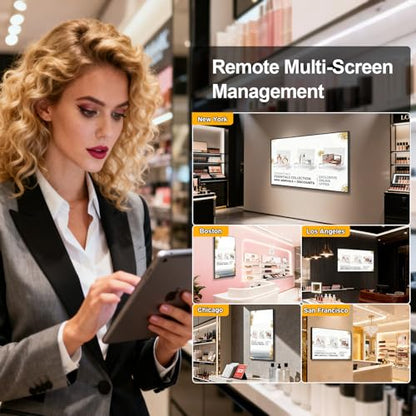 32Inch Wall Mount Digital Signage, 1000nits High Brightness Slim Frameless Advertising Display, Touchscreen Commerical Display LCD Monitor with CMS/U-Disk Plug&Play, Split Screen, 7/24 Timer switch