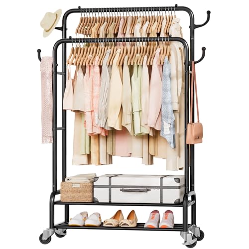 Homde Sturdy Garment Rack for Bedroom: 265 lbs Heavy Duty Clothes Organizer - color: Black, size: 30"