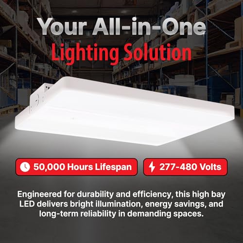 1-Pack LED High Bay Lights, 21,150 Lumens 220W Industrial Linear Fixture, 5000K Daylight, 141LM/W Efficiency, 277-480V High Voltage, CRI>80, Warehouse Grade, 7-Year Warranty - size: 220(277-480V)