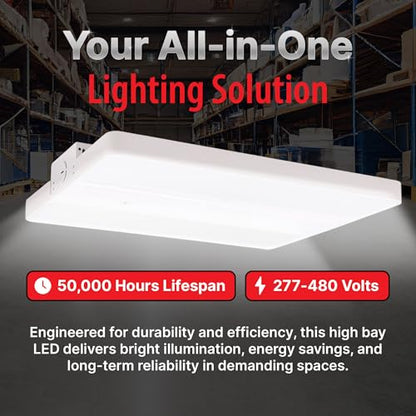 1-Pack LED High Bay Lights, 21,150 Lumens 220W Industrial Linear Fixture, 5000K Daylight, 141LM/W Efficiency, 277-480V High Voltage, CRI>80, Warehouse Grade, 7-Year Warranty - size: 220(277-480V)