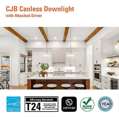 HALO 6" 900LM Canless LED Downlight 5CCT w/JBOX, Dimmable (12-Pack) - size: 6 inch 12PK