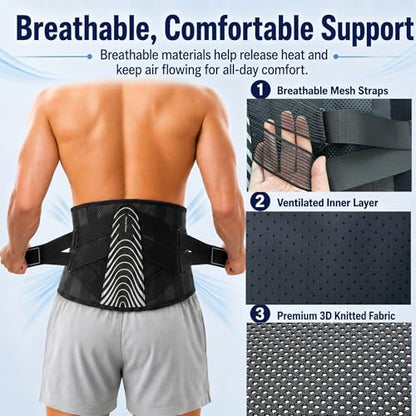 Adjustable Back Brace for Men Lower Back Pain, Modern Back Support Belt - size: XL/XXL(Waist: 49"-59" )