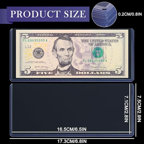 Uncle Paul 20PCS Banknotes Top-Insert Holders - Currency PVC - color: 20 Pieces