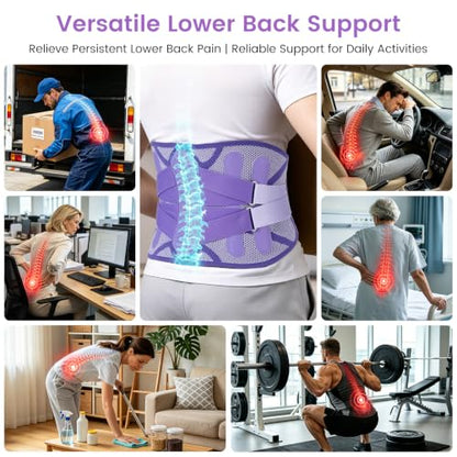 Medilax Back Brace For Lower Back Pain Women Ment, (Purple Gray,L) - color: Purple Gray, size: Large(Waist:36.6″-45.7″)