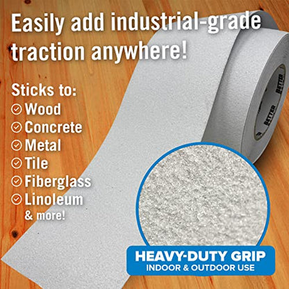 Anti Slip Tape for Outdoor Stair Treads, Non-Skid Grip for Stairs - color: White