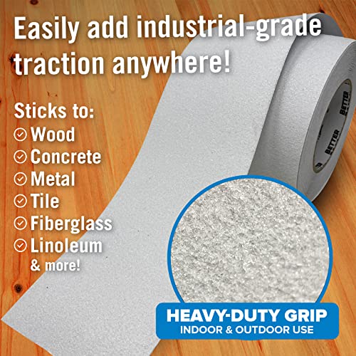 Anti Slip Tape for Outdoor Stair Treads, Non-Skid Grip for Stairs - color: White