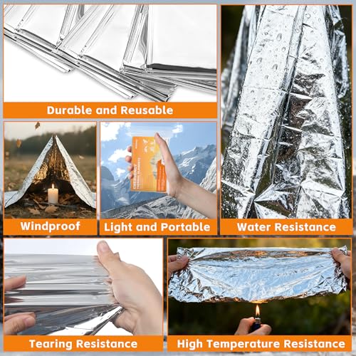 24 Pack Emergency Blankets - Mylar Thermal Space Blankets for Survival and Protection - Ideal for Camping, Outdoors, Hiking, Rescue, Marathons - size: 24 PACK