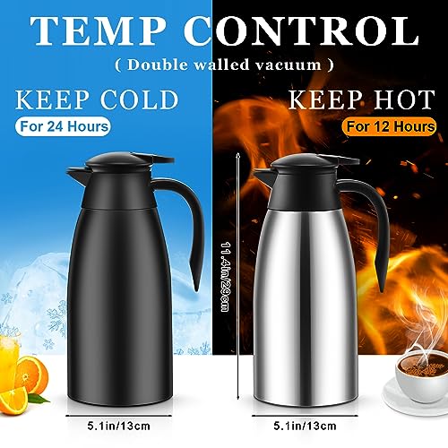 Norme 2 Pcs Thermal Coffee Carafe Creamer, Black, Silver, 68 oz - color: Black, Silver, size: 68 oz