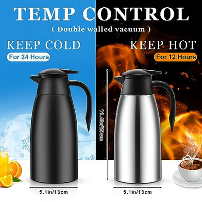 Norme 2 Pcs Thermal Coffee Carafe Creamer, Black, Silver, 68 oz - color: Black, Silver, size: 68 oz