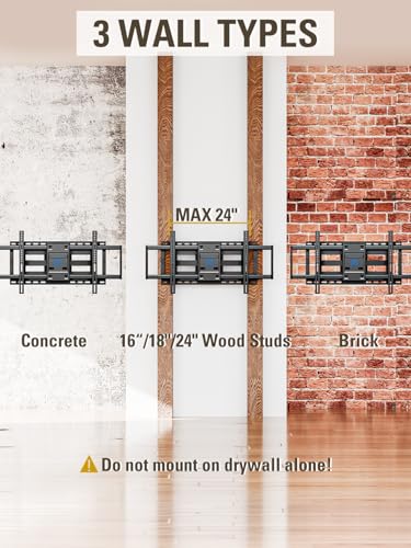 Mounting Dream TV Wall Mount TV Bracket for Most 42-90 Inch TV, Pre-Assembled Full Motion TV Mount with Articulating Arms, Max VESA 800x400mm 132 lbs. Loading, Fits 16", 18", 24" Studs, MD2298-XL - size: For 42"-90" TV, 24" Studs