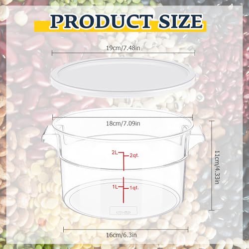 Ziliny 1 Pcs 2 Qt Dough Proofing Container with Lid and Red Scale, White - color: White, size: 2 Qt