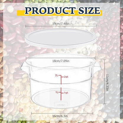 Ziliny 1 Pcs 2 Qt Dough Proofing Container with Lid and Red Scale, White - color: White, size: 2 Qt