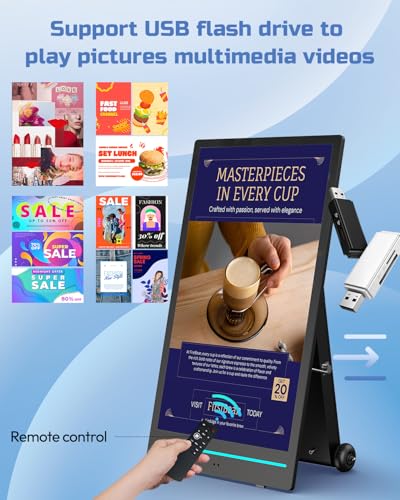 55" Outdoor Digital Signage Display, 2K 2000 Nits IP65 Commercial Totem, Rechargeable Digital LCD Advertising Kiosks, Auto Brightness Adjustment, Impact Resistant Screen for Restaurant/Store - size: 55 Inch Outdoor