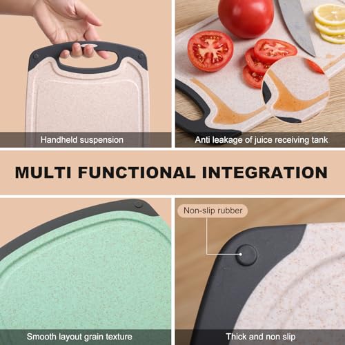 3-Piece Kitchen Cutting Board Set, Dishwasher Safe, Juice Grooves