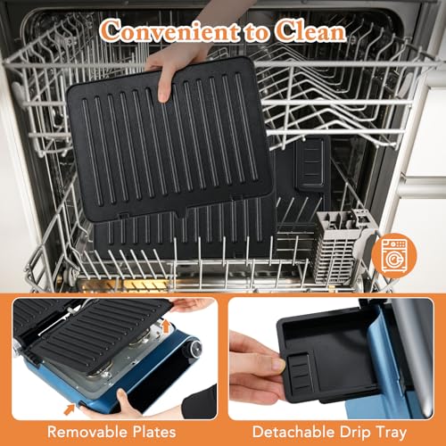 COSTWAY Panini Press, 1200W Sandwich Maker with LED Touch Panel