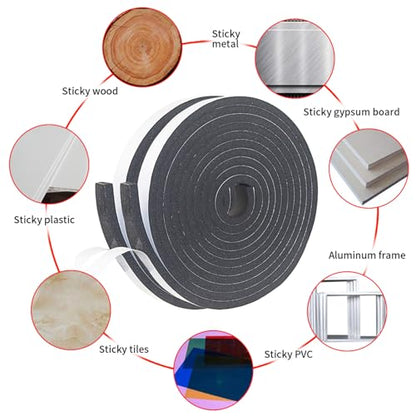 Foam Insulation Tape self Adhesive,1/2In x 1/4In x99Ft Weather Stripping for Doors and Windows,Sound Proof soundproofing Door Seal,Weatherstrip,Pipe Cooling, Air Conditioning Seal Strip - size: 1/2 in x 1/4 in x 99 ft