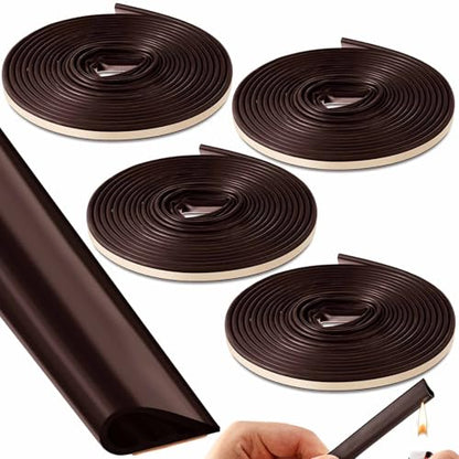 4 Pcs Adhesive Fire/Smoke Door Gasket Seal, 0.5" W X 0.25" H X 20' L, Brown - color: Brown, size: 0.5" W X 0.25" H X 20' L