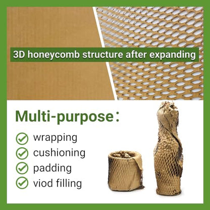 Moving Dish Packing Kit Plate Protector Sleeve, Packing Supplies for Dishes Glass, Honeycomb Wrapping Paper Roll 15'' x300' Large Bubble Cushion Wrap Shipping Material for Fragile Items, 80GSM - size: 15 inch * 300 feet