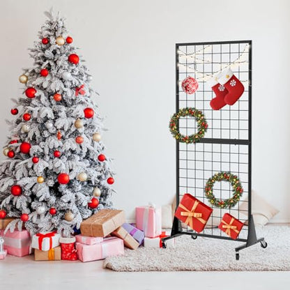 4-Pack Gridwall Panel Display Stand, 2'x5.5' Heavy Duty Floor Standing Rack with Detachable Girdwall, Movable Silent Wheel, Easy to Transport, Ideal for Retail & Craft Fairs - color: 4-Pack