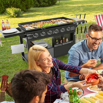 Royal Gourmet GB6000 6 Burner Propane Gas Griddle with Folding Side Tables