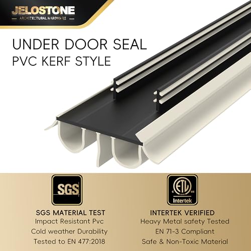2 Pack - 36" Kerf Door Bottom Seal Replacement, Channel Fit Weather Stripping with Double Bulb, SGS & Intertek Tested, Easy Install, KS-MD2544 (Beige) - color: Beige