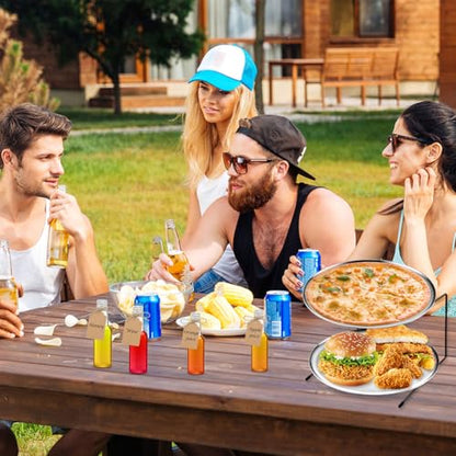 GRETJOB 12 Pcs Pizza Pan Riser Stand Set, 4 Metal Pizza Table Stands + 4 Nonstick Pizza Pans + 4 Pie Servers, Pizza Rack & Tray for Baking, Dessert, Cheese, Party, and Restaurant Use (Silver) - color: Silver 4Pcs
