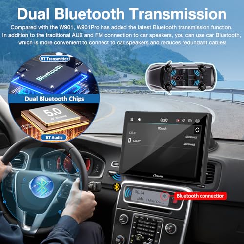 Carpuride W901 Pro Portable Carplay & Android Auto with Dula Bluetooth - size: 9.01inch