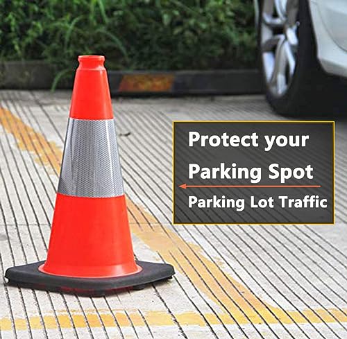 BESEA 5 Pack 18 Inch Traffic Cones with Weighted Black Base - size: 18" (5 Cones)