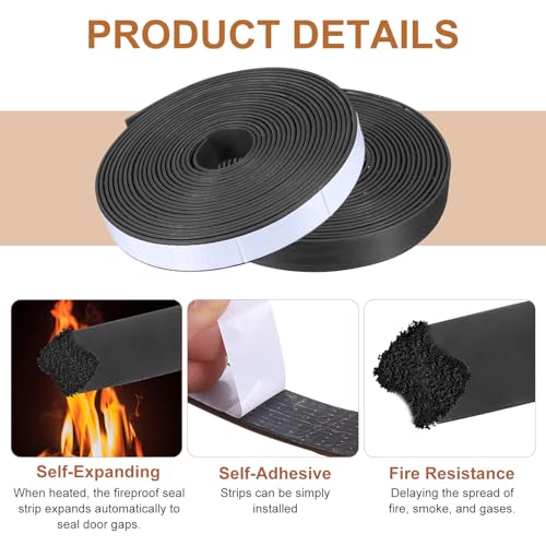 Smoke Fire Seal Strip 16.4Ft 18mm / 0.71" W x 2mm/0.08" T Black - color: Black, size: 16.4FT x 18mm / 0.71" W x 2mm/0.08" T