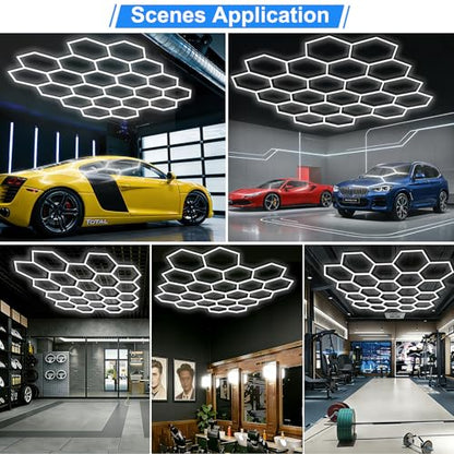 LZHOME Hexagon LED Garage Light: Super Bright 88000LM Honeycomb Garage Light, 22 Hex DIY Hexagon Led Lights for Gym Basement Hair Salon - size: 22 HEX