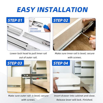 with Lock Heavy Duty Drawer Slides 12 14 16 18 20 22 24 26 28 30 32 34 36 40 44 48 52 56 60 Inch 500 Lbs Side Mount Full Extension Ball (Load:250 lb (with Lock) -W:53mm, 12 Inch) - size: 12 Inch, style: Load:250 lb (With lock) -W:53mm