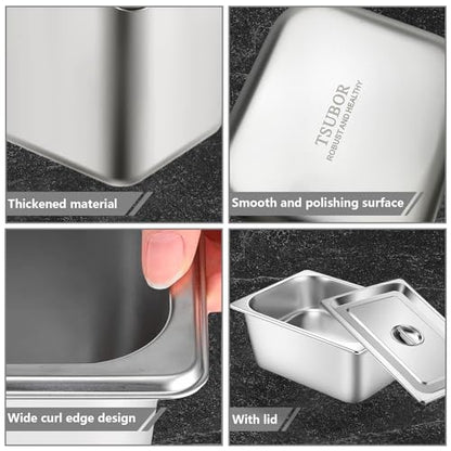 6 Pack Hotel Pans Full Size 6" Deep Stainless Steel Steam Table Pan w/Lids - color: 1/1, size: 6'' Deep