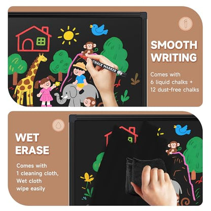 SELEAD Magnetic Chalkboard Double-Sided 48 x 24 Inch, Black Aluminum Frame - size: 48"W x 24"H (double-sided)