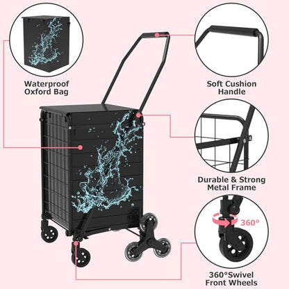 JIALIJIU Folding Stair Climber Cart with Waterproof Bag