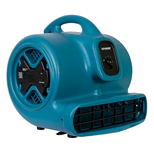 XPOWER X-600A Pro 1/3 HP 2400 CFM Centrifugal Air Mover, Carpet Dryer, Floor Fan, Blower, Daisy Chain, for Water Damage Restoration, Janitorial, Plumbing, Home Use - color: Blue, style: Pro X-600A