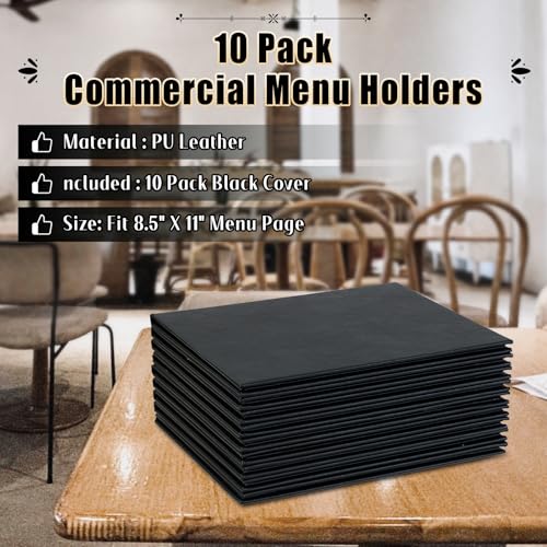 Restaurant Menu Cover Holders, Coffee (10, 2 View (8.5"x11")) - size: 2 View (8.5" x 11")