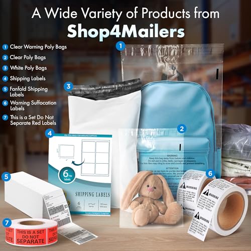 1000 Count 10x13 Clear Poly Bags with Suffocation Warning, 1.5 Mil - size: 1000 Pack