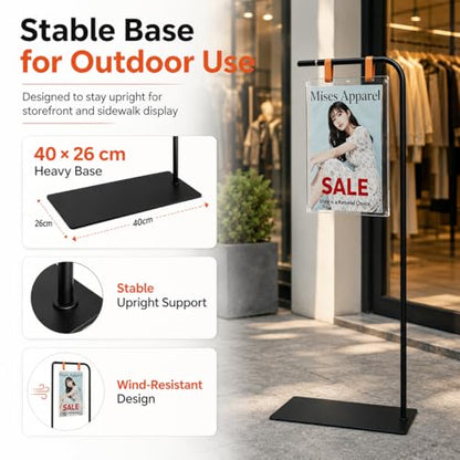 Floor Standing Poster Stand with Acrylic Sign Holder for Retail Displays - color: Black
