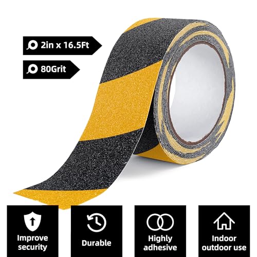 Reniteco 2" x16.5Ft Anti Slip Tape Yellow/Black Warning 1PC - color: 05-Yellow&Black, size: 2in x 16.5Ft