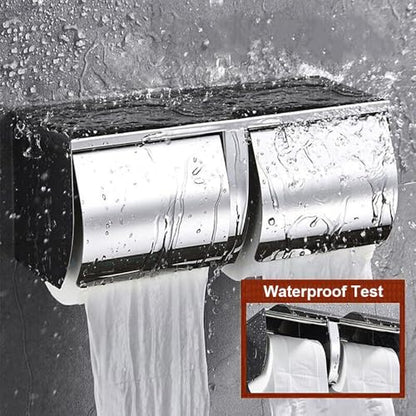 Double Toilet Paper Holder with Shelf, Wall Mount Tissue Dispenser