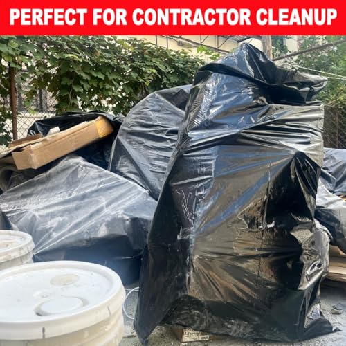 Trash Bags 30-33 Gallon Contractor 2 MIL Heavy Duty (Huge 108 Bags w/Ties) Construction Garbage Bags, 32-33 Gallon Trash Bags Heavy Duty Garbage Bags, Extra Large Trash Bag for Industrial & Commercial