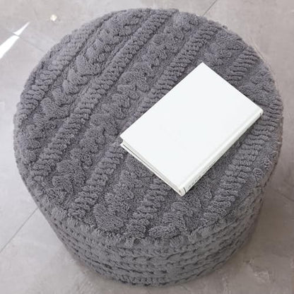 Asuprui Round Footstool Ottoman Gray, 20x14 Inches,Floor Pouf Sofa Footrest - color: Grey, size: 20"D x 20"W x 14"H
