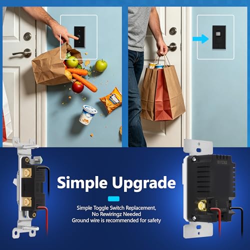 LIDER Motion Sensor Switch with Wall Plate, PIR Sensor Light Switch, 2-Pack - color: Black