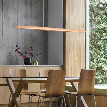 YISDESIGN 51" 36W Wood LED Linear Pendant Light Fixture Led Dining Room Light Dimmable Hanging Light Fixture for Dining Room Kitchen Island Pool Table Lights Natural Ash - color: Natural Ash, size: 51in