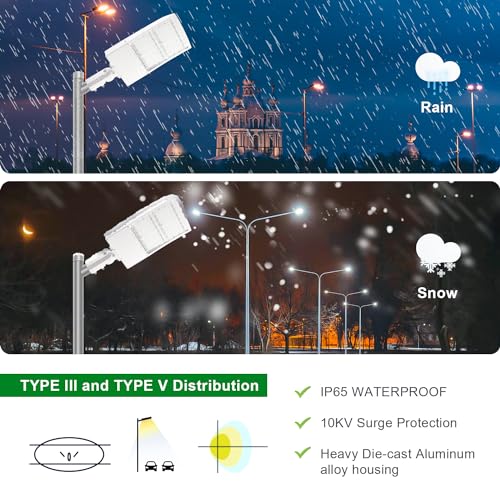 300W LED Parking Lot Light, 5000K 42000LM(140lm/w) LED Shoebox Area Light - Slip Fitter Mount, Dimmable Commercial Street Lighting, IP65 Surge Protection Built-in, AC100-277V - color: Slip Fitter Mount, size: 300W(100-277V)