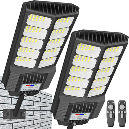 New 6500W Solar Street Lights Outdoor Waterproof - Commercial Outdoor Solar Light, 200pcs High Brightness LEDs, Solar Parking Lot Lights Dusk to Dawn for Yard Garden with Motion Sensor - 2 Pack - size: L-2Pack