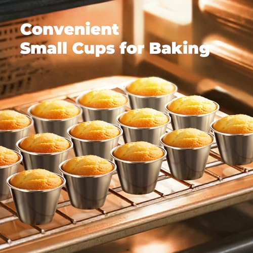 Fit Meal Prep [12 Pack 2.5 oz Stainless Steel Dipping Sauce Cups, Reusable Metal Ramekins, Commercial Grade Condiment Bowls, Individual Portion Cups, Small Round Au Jus Cup for Home, Restaurant - size: 2.5 oz